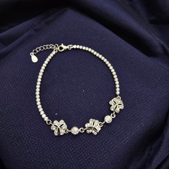 925 Sterling  Silver Elegant Flower Stone Bracelet