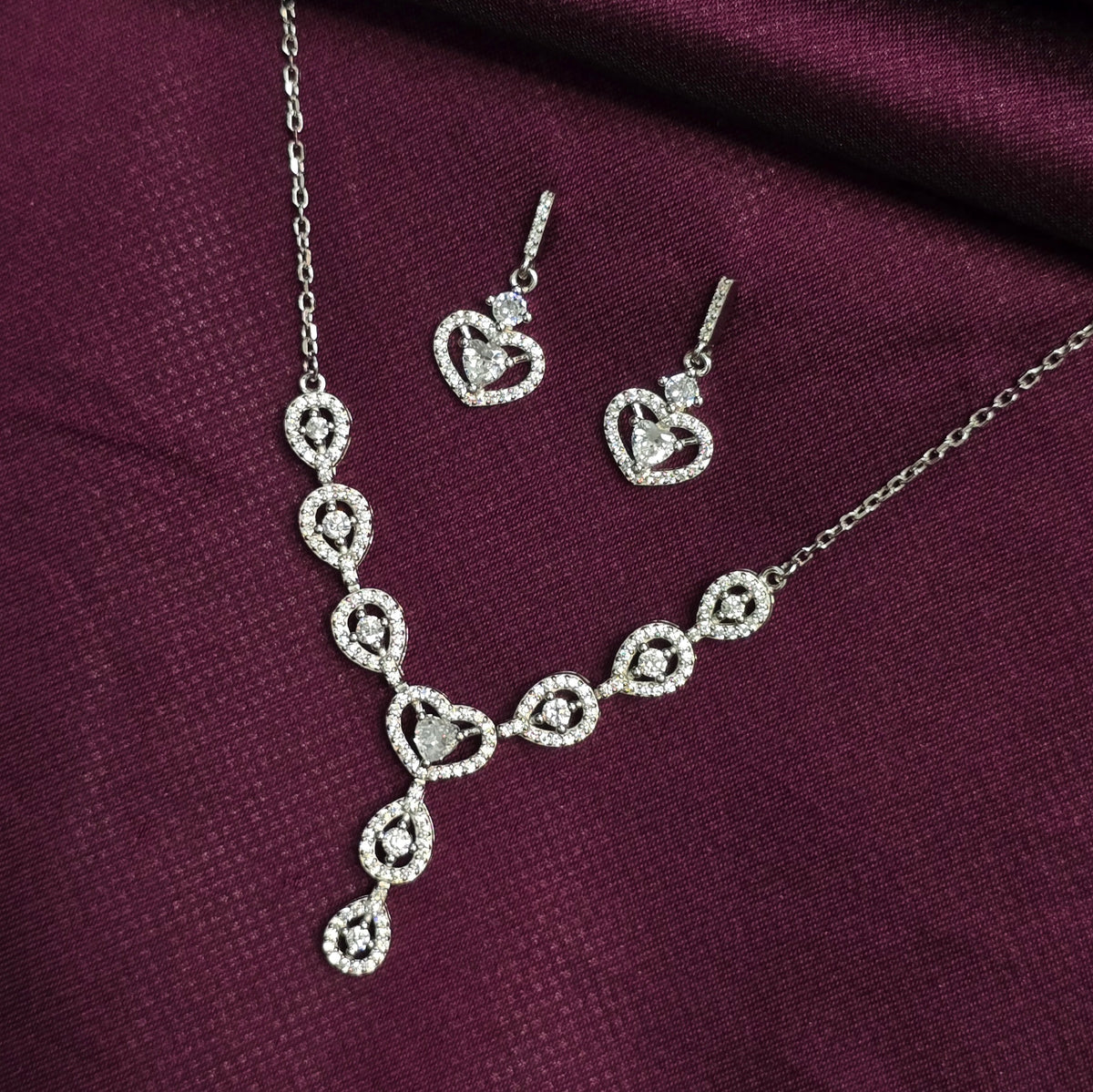 925 Sterling Silver Heart Charm Jewellery Set