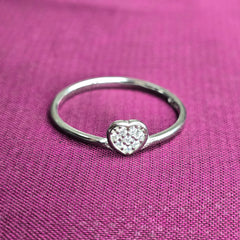 Minimal Heart Sparkle 925 Sterling Silver Ring