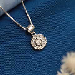925 Sterling Silver Classic Floral Glow Pendant Set