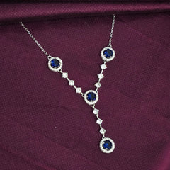925 Sterling Silver Blue Round Stone Jewellery Set