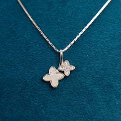 925 Sterling Silver Twin Flora Glow Necklace