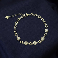 925 Sterling Silver Sparkle Round Charm Bracelet