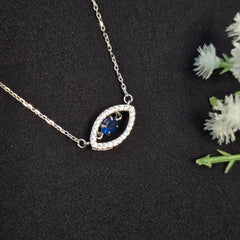 925 Sterling Silver Dancing Blue Stone Necklace