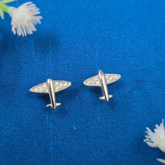 925 Sterling Silver Airplane Pendant & Stud Set
