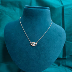 925 Sterling Silver Sparkle Evil Eye Charm Necklace