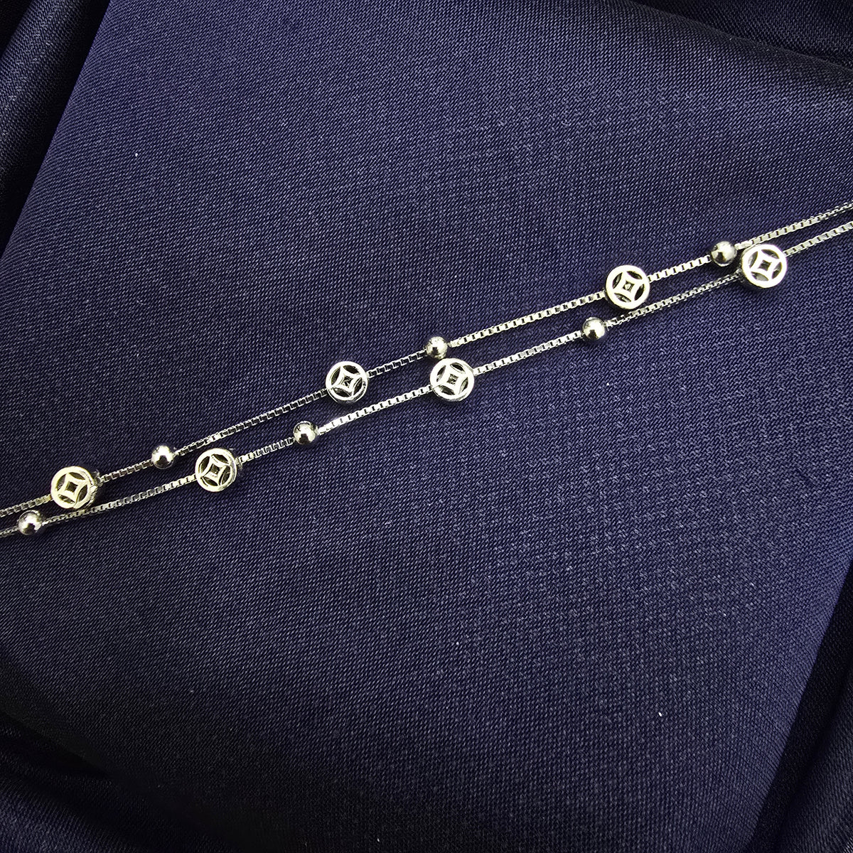 925 Sterling Silver 2 Layer Minimal Cube Bead Bracelet