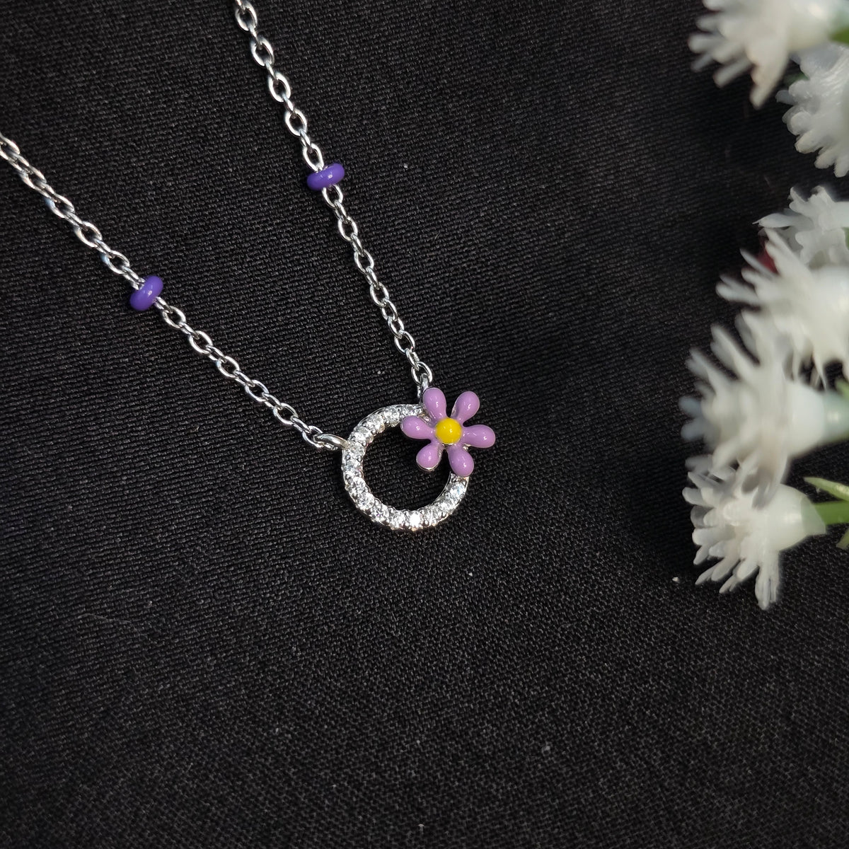 925 Sterling Silver Minimal Daisy Shine Necklace