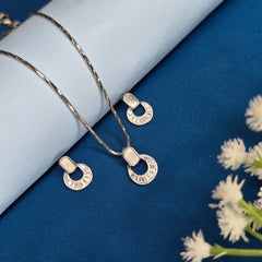 925 Sterling Silver Half-Moon Arc Pendant Set