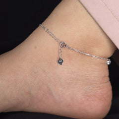 925 Sterling Silver Minimal Sparkling Butterfly Anklet