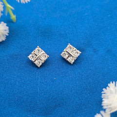925 Sterling Silver Classic Square Sparkle Pendant Set
