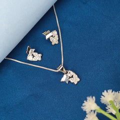 925 sterling Silver Cute Flutter Glow Pendant set