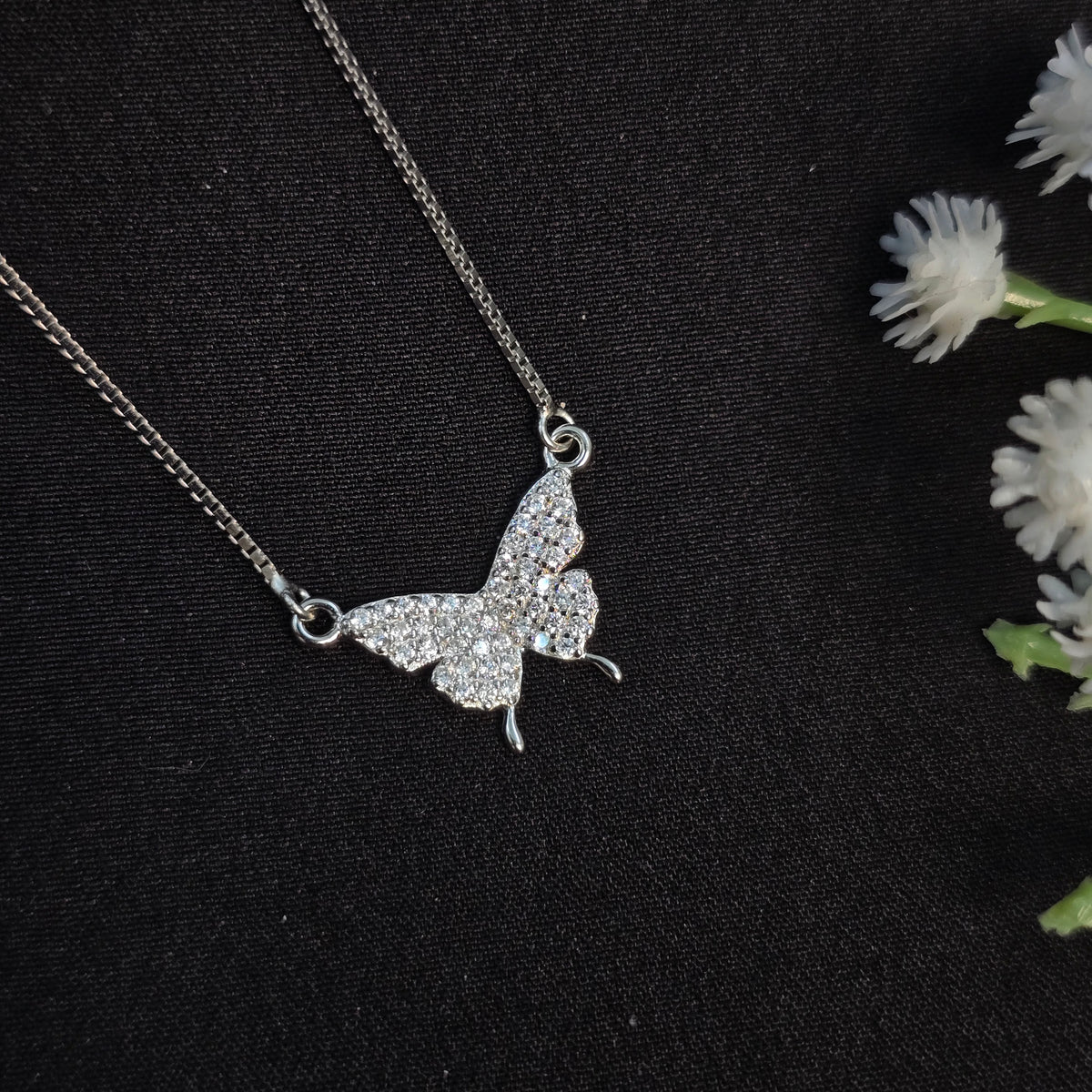 925 Sterling Silver Sparkle Butterfly Elegance Necklace