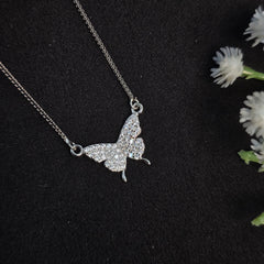925 Sterling Silver Sparkle Butterfly Elegance Necklace