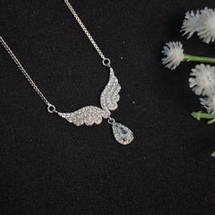 925 Sterling Silver Angel Wing Shine Necklace