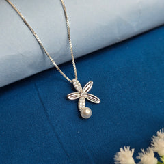 925 Silver Sparkle Pearl Pendant Set