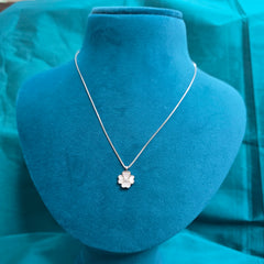 925 Sterling Silver Sparkle Four-Petal Flower Necklace