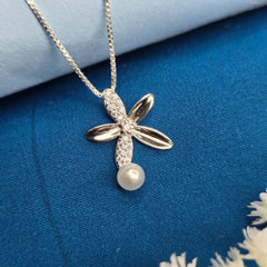 925 Silver Sparkle Pearl Pendant Set