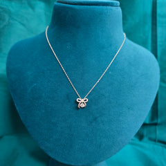 925 Sterling Silver Cute Dancing Diamond Bow Necklace
