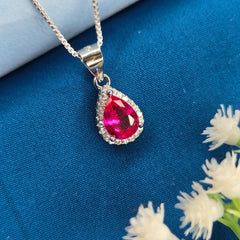 925 Sterling Silver Sparkling Ruby Drop Set