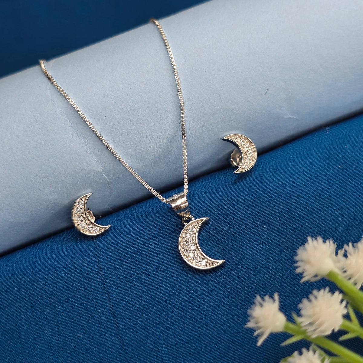 925 Silver Sparkling Moonlit Charm Set