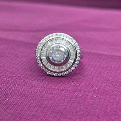 Classic Round Halo 925 Sterling Silver Ring