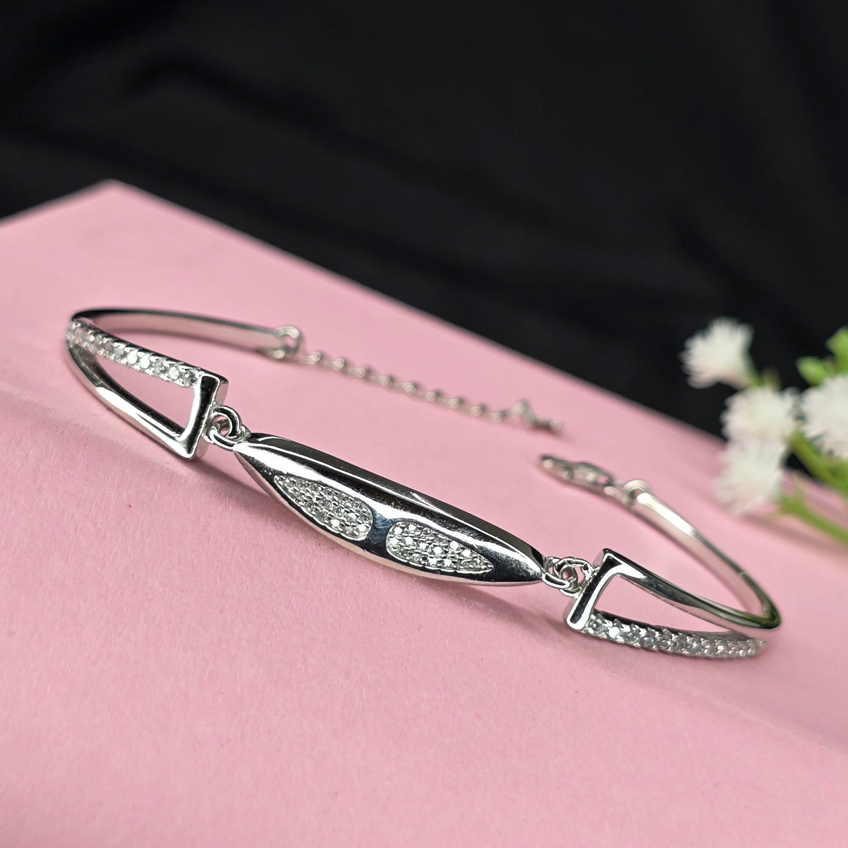 925 Sterling Silver Adjustable Sparkling Bracelet