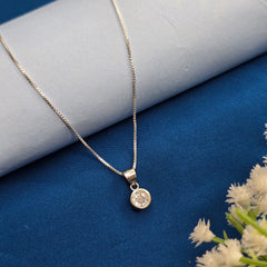 925 Sterling Silver Minimal Shine Solitaire Pendant Set