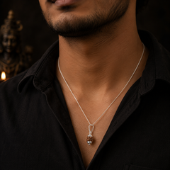 Pure Silver Rudraksha Chain Pendant