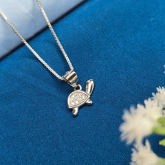 925 Sterling Silver Tiny Turtle Sparkle Pendant Set