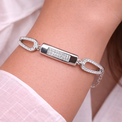 925 Sterling Silver Sparkling Adjustable Bar Bracelet