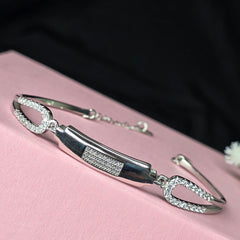 925 Sterling Silver Sparkling Adjustable Bar Bracelet