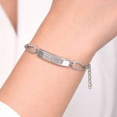 925  Sterling Silver Adjustable Triple-Row CZ Kada Bracelet