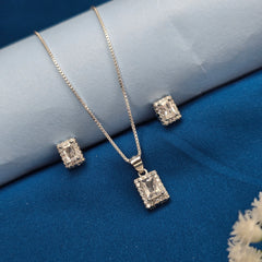 925 Sterling Silver Timeless Rectangle Halo Set