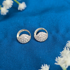 925 Silver Dual-Tone Sparkle Circle Pendant Set