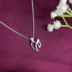 925 Sterling Silver Double Heart Love Pendant Necklace