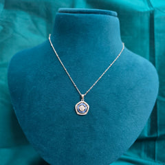 925 Sterling Silver Blue Halo Sparkle Pendant Necklace