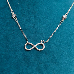 925 Sterling Silver Infinity Crown Evil Eye Necklace