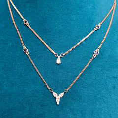 925 Silver Rose Gold Plated Double-Layer Charm Necklace