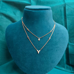 925 Silver Rose Gold Plated Double-Layer Charm Necklace