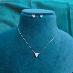 925 Silver Cute Heart Pendant Necklace Set
