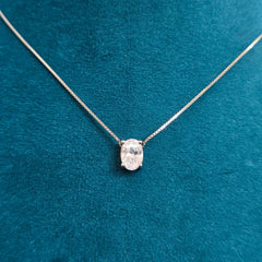 925 Silver Elegant Oval Pendant Necklace Set