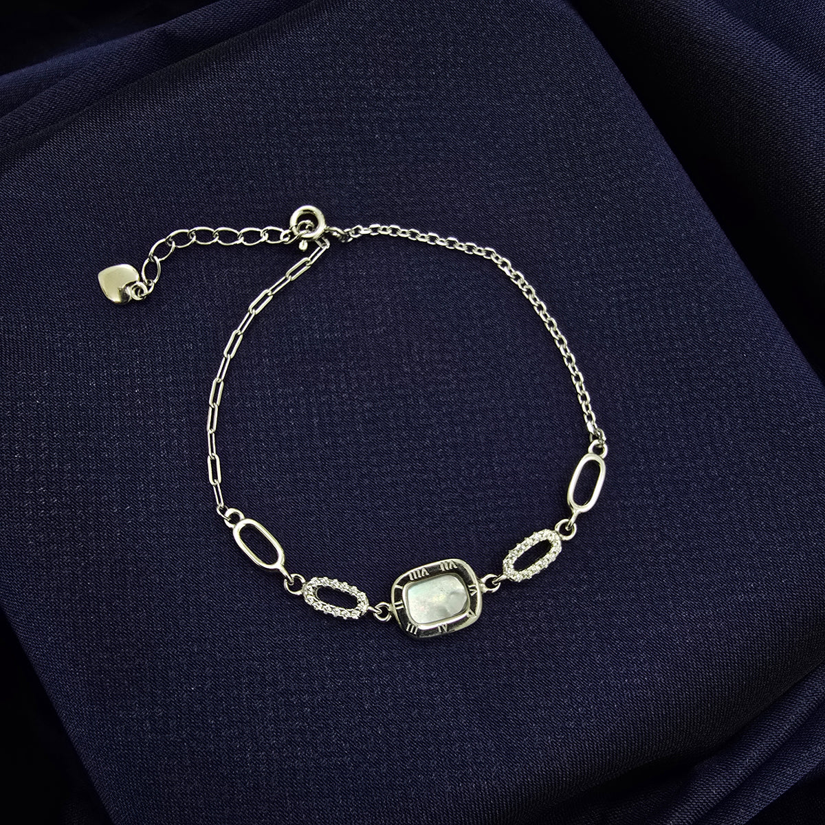 925 Silver MOP Square Stone Bracelet