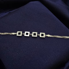 925 Silver Dual-Chain Square Charm Bracelet
