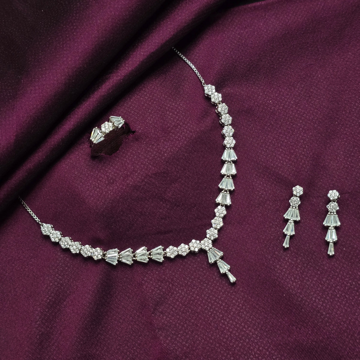 925 Sterling Silver Emerald-Cut Jewellery set