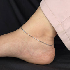 925 Sterling Silver Slim Shine Anklet Pair
