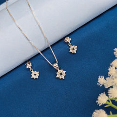 925 Sterling Silver Sparkling Flower Set