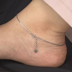 925 Sterling Silver Elegant Slim Shine Anklet Pair