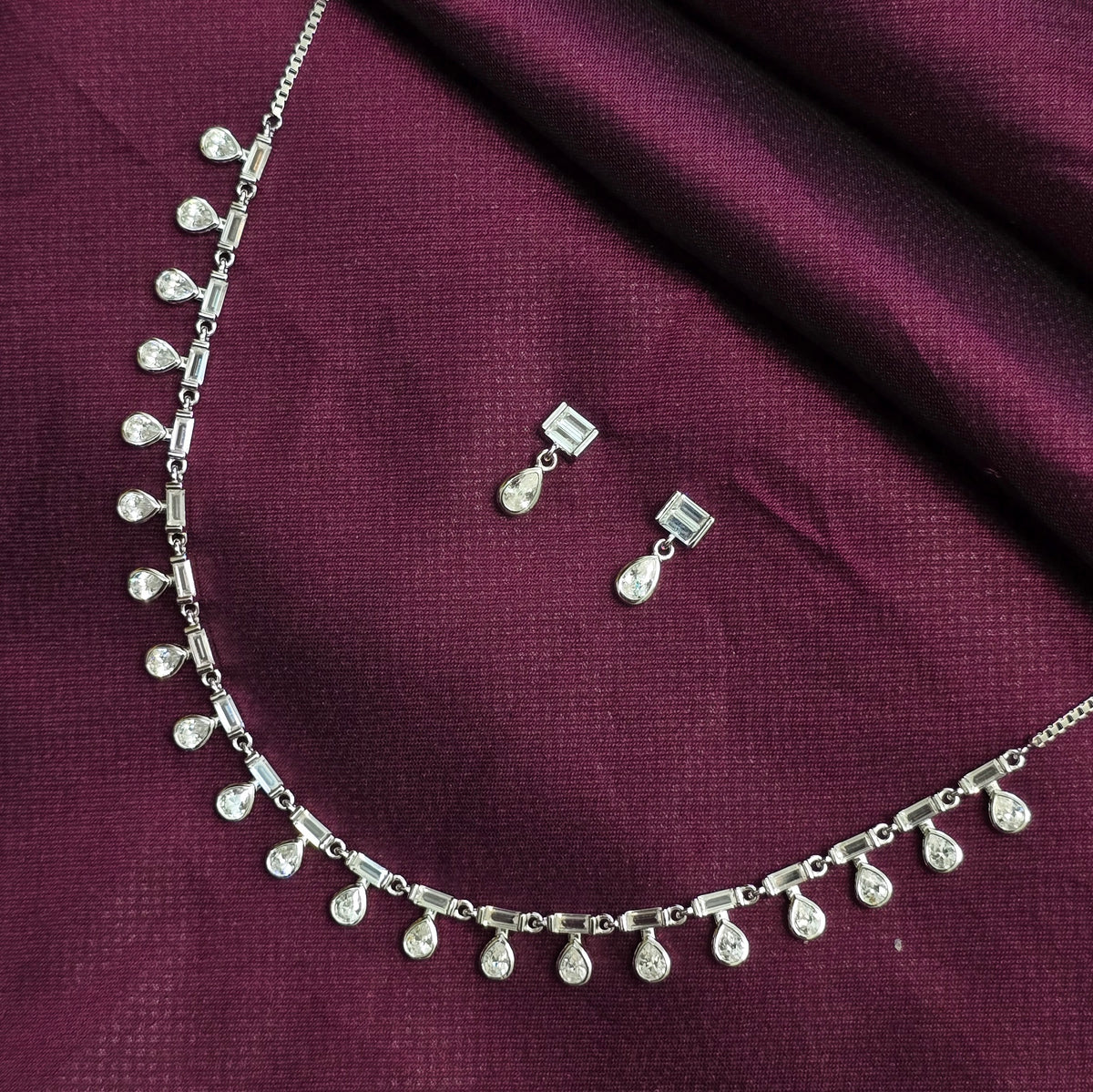 925 Sterling Silver Stone Charm Jewellery set