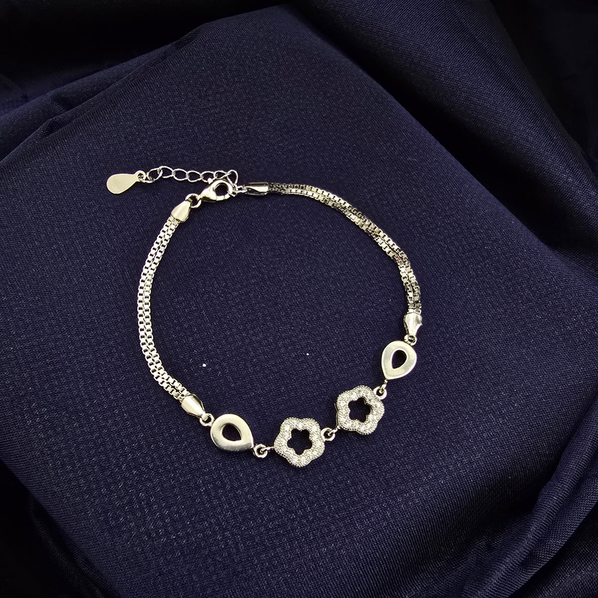 925 Sterling Silver Twin Flower Bracelet